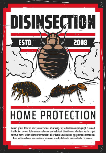 Mite, ant and flea insects. Pest control service - Vector, Image