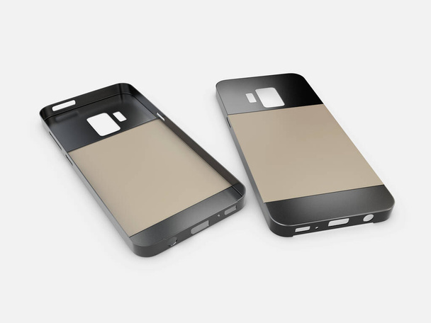Ilustración 3d de la contraportada del smartphone sobre un fondo blanco
 - Foto, imagen
