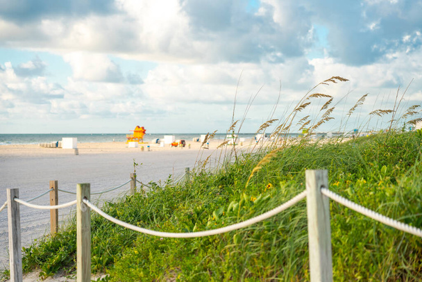 Pathway to the beach in Miami Florida with ocean background - Zdjęcie, obraz