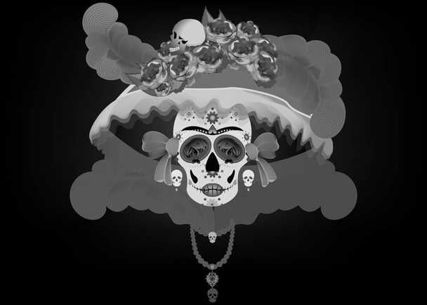 Catrina La Calavera. Catrina, Meksika 'nın popüler kültüründe ölümü temsil eden ve Ölüler Günü' nün kutlanmasına atıfta bulunan bir karakterdir. - Vektör, Görsel