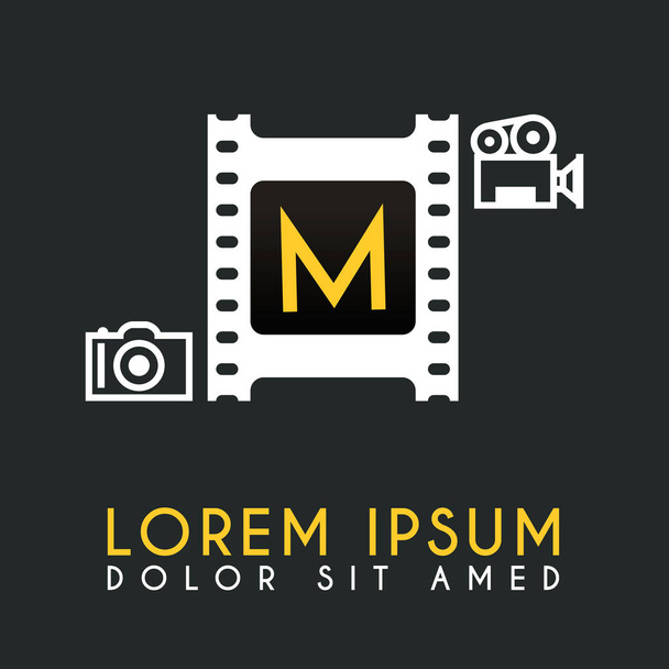 M Carta Logotipo Diseño con pieza de película
 - Vector, imagen
