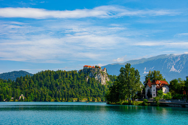 Kilátás a Bled várra Szlovéniában - Fotó, kép
