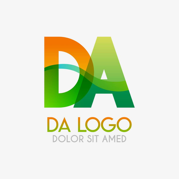 Logo Da z uderzające kolory i gradacje, nowoczesne i proste dla przemysłu, handlu detalicznego, biznesu, korporacji. to logo reklamy dla mediów online i offline zarówno web, mobile, logo, broszura, flaye - Wektor, obraz