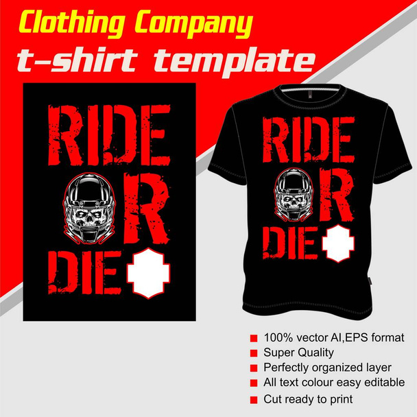 T-shirt template, fully editable with text ride or die vector - ベクター画像