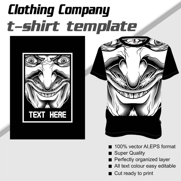 T-paita malli, täysin muokattavissa demoninen vektori
 - Vektori, kuva