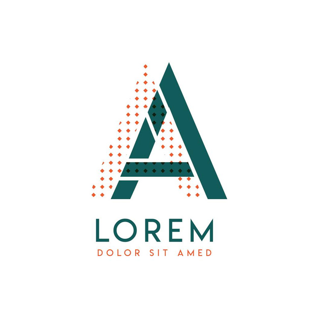 Design de logotipo moderno AA com cor laranja e verde que pode ser usado para negócios criativos e publicidade. logotipo AA é preenchido com bolhas e pontos, pode ser usado para todas as áreas do compan
 - Vetor, Imagem