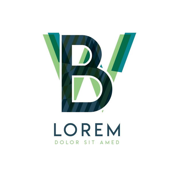 Design de logotipo colorido WB com cor verde e verde escuro que pode ser usado para negócios criativos e publicidade. logotipo BW é preenchido com bolhas e pontos, pode ser usado para todas as áreas do compan
 - Vetor, Imagem