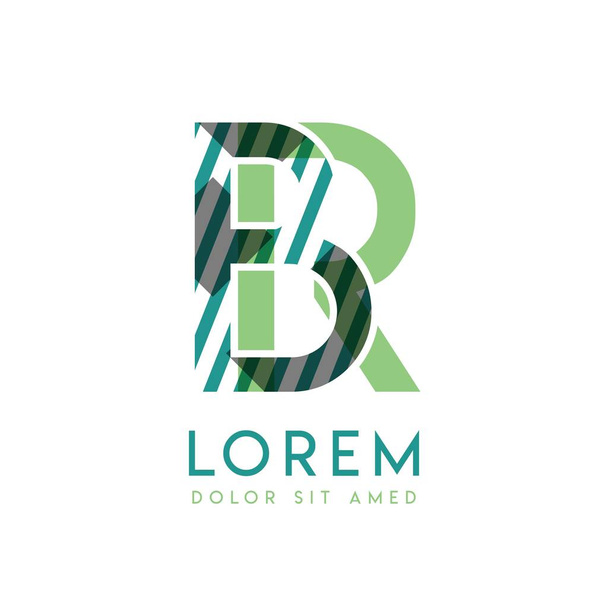 Design de logotipo de luxo RB com cor verde e verde escuro que pode ser usado para negócios criativos e publicidade. logotipo BR é preenchido com bolhas e pontos, pode ser usado para todas as áreas do compan
 - Vetor, Imagem