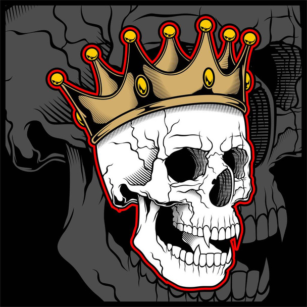 Vector illustration skull wearing a king crown - Vector, Image