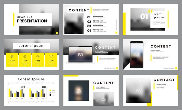Yellow and white presentation template layout. Business data visualization - Vector, Image