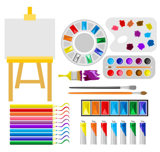 Paint arts tool kit. Art tools for painter vector illustration. - Vector, Image