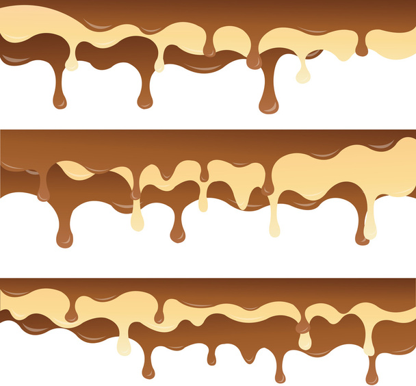 Melted chocolate and vanilla for notepad or background - Vector, Image