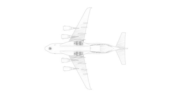 Representación 3d de un avión de carga milenario aislado en fondo blanco
 - Foto, Imagen