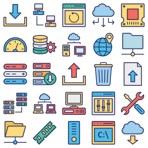 Database, Server and Location Icons Set every icon can easily modify or edit - Vector, Image