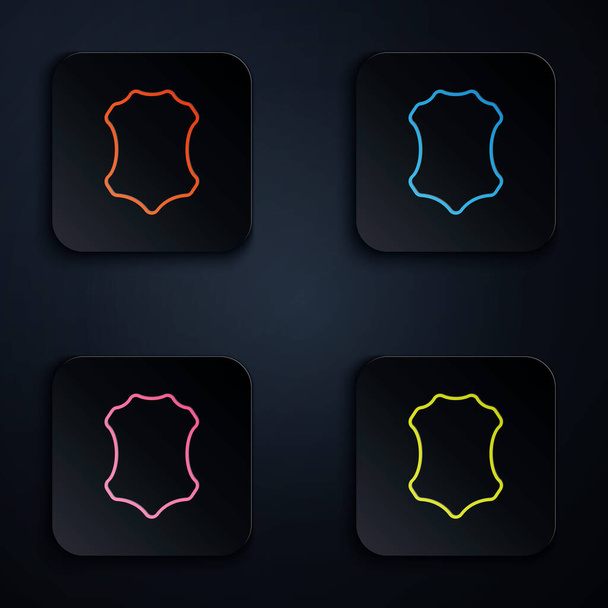 Color neon line Leather icon isolated on white background. Set icons in colorful square buttons. Vector Illustration - Vector, Image