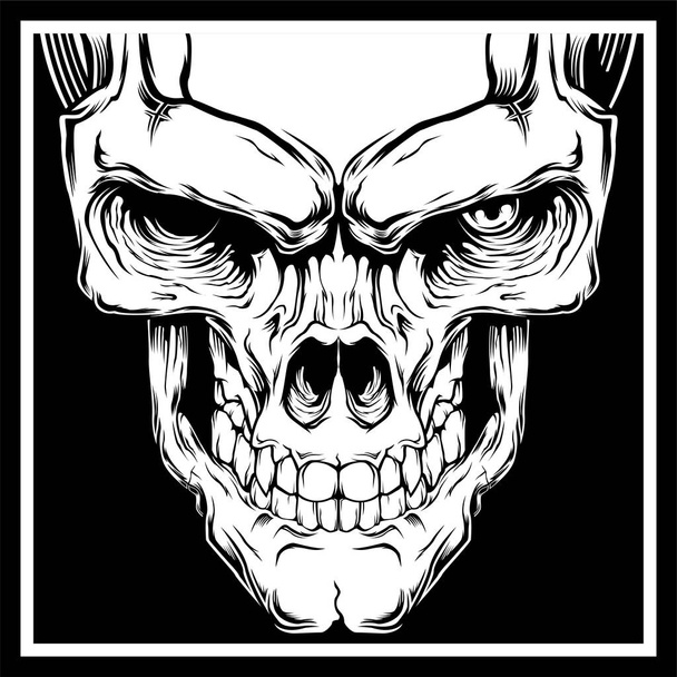 skull.vector hand drawing,Shirt designs, biker, disk jockey, gentleman, barber and many others.isolated and easy to edit. Vector Illustration - Vector - Vector, Image