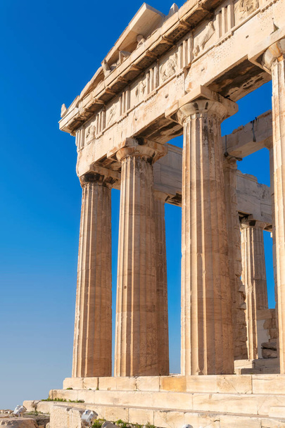 Sunlight through the columns of the Parthenon on the Acropolis in Athens, Greece - Photo, Image