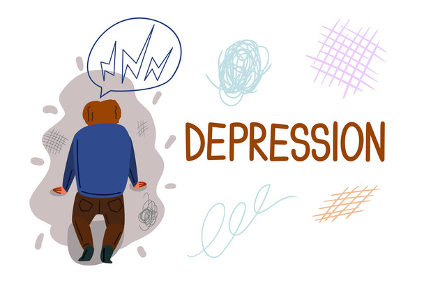 Depressie met de hand getekende banner vector template - Vector, afbeelding
