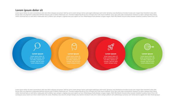 4 Farbschritte Infografik-Vorlage mit Zeilensymbolen. kann für Ihre Präsentation, Workflow und mehr verwendet werden. - Vektor, Bild