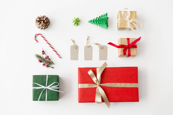 set of christmas gifts, tags and decorations - Fotó, kép
