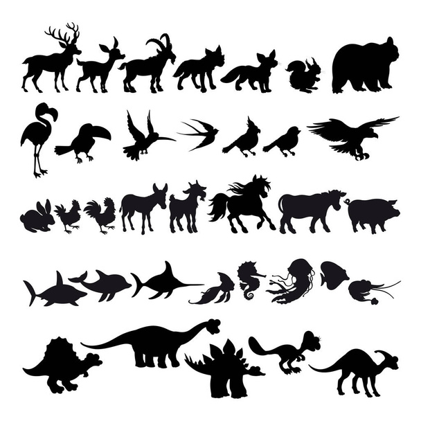 Siluetas de animales de dibujos animados
 - Vector, Imagen