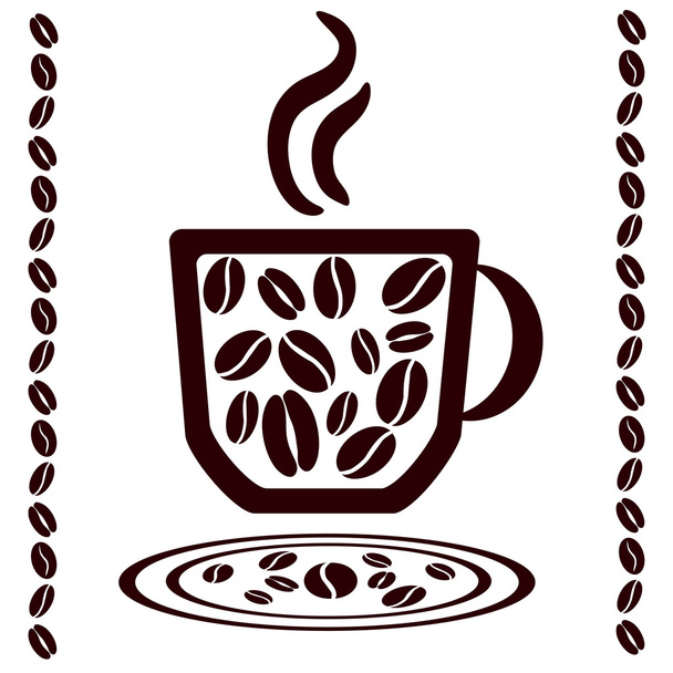 xícara de café e feijão - Vetor, Imagem