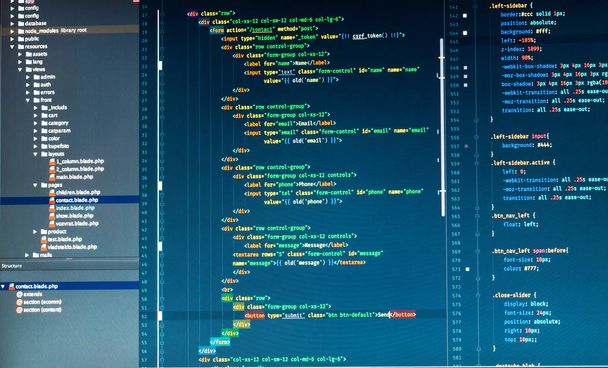 Kod Düzenleyicisi'nde mavi arka plan üzerinde PHP kodu - Fotoğraf, Görsel
