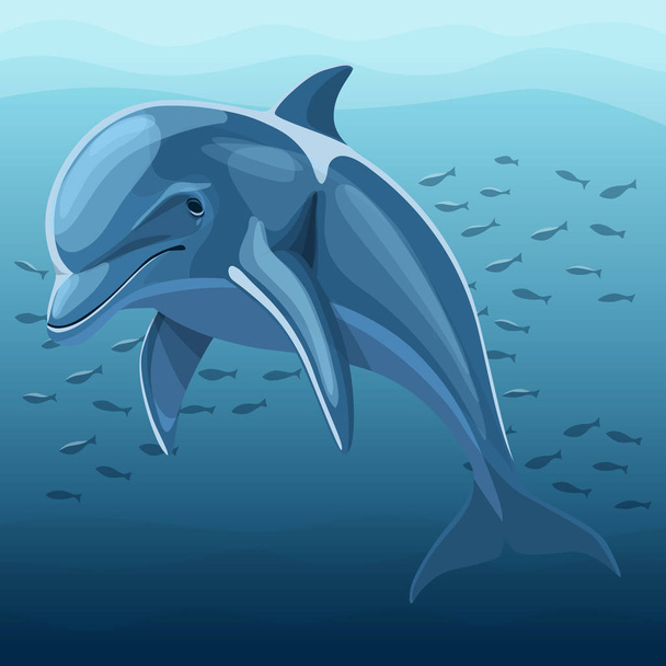 Vector Illustration Of Dolphin - Vector, Image