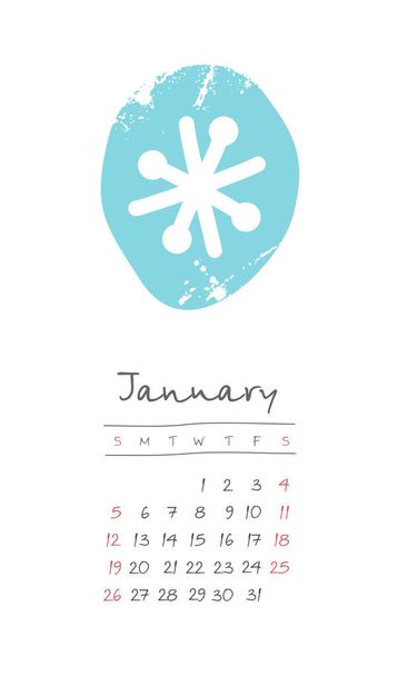 Kalender 2020 Monate Januar. Woche beginnt am Sonntag - Vektor, Bild