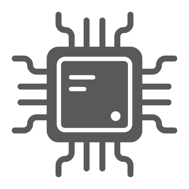 Cpu glyph icon, technology and device, chip sign, vector graphics, a solid pattern on a white background. - Vector, Image