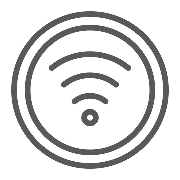 Wifi vonal ikon, internet és hálózat, vezeték nélküli internet jel, vektor grafika, lineáris minta fehér alapon. - Vektor, kép