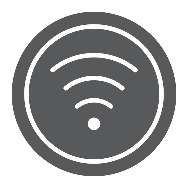 Ícone de glifo Wi-Fi, internet e rede, sinal de internet sem fio, gráficos vetoriais, um padrão sólido em um fundo branco
. - Vetor, Imagem