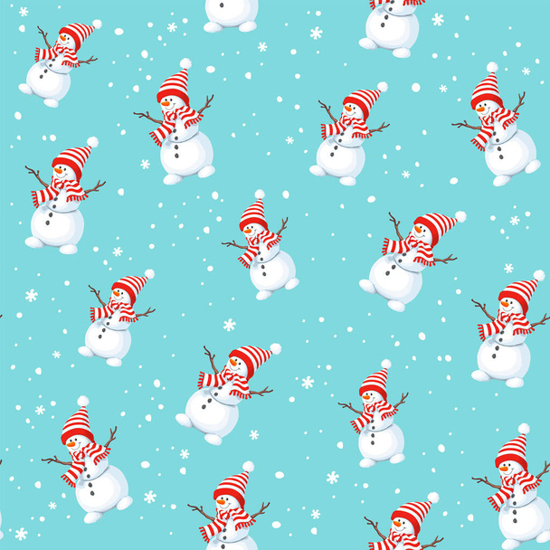 Joulu saumaton kuvio onnellinen lumiukko
 - Vektori, kuva
