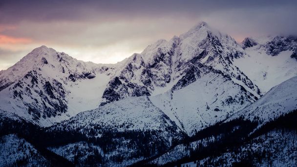 Puolan Tatra vuoret talvella ja luminen maisema
. - Valokuva, kuva