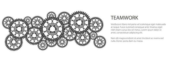 Banner of gear wheels or cogs - Vector, Image