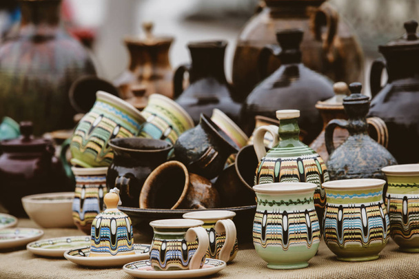 ceramic dishes at a street fair - Photo, Image