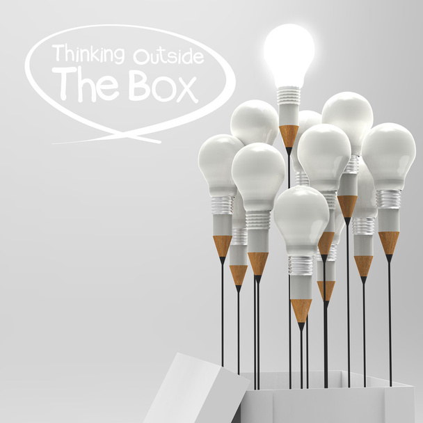 drawing idea pencil and light bulb concept outside the box as cr - Photo, Image