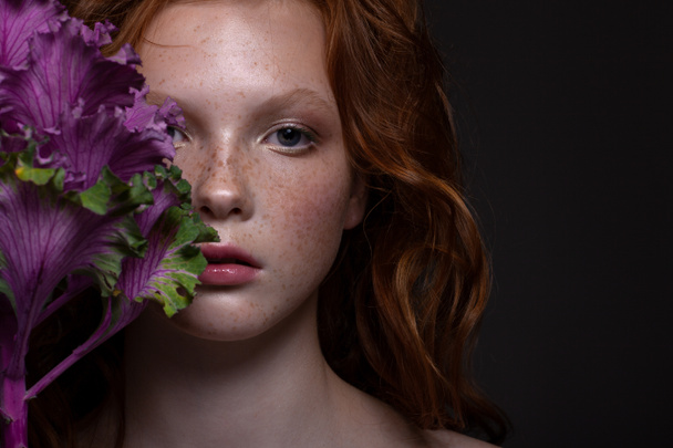 Beautiful portrait of a red-haired teenager girl. - Fotoğraf, Görsel
