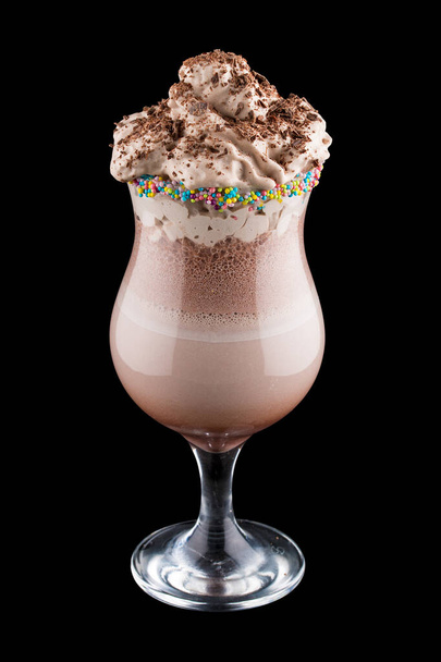Chocolate milk shake on dark  background - Фото, изображение