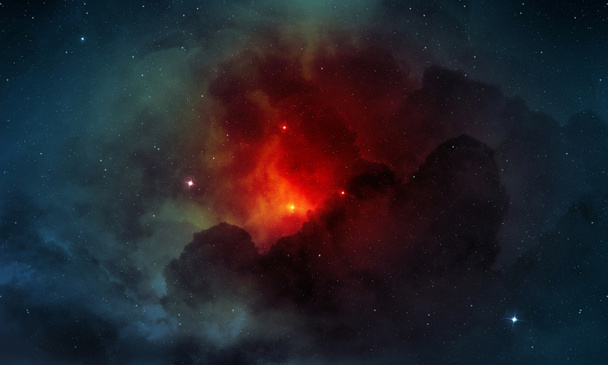 nebulosa roja y polvo cósmico en el espacio exterior
 - Foto, Imagen