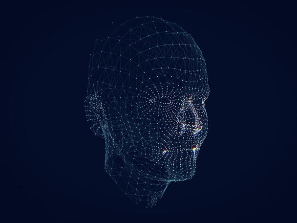 сяючі точки і лінія людської голови 3d модель.3D рендеринга
. - Фото, зображення