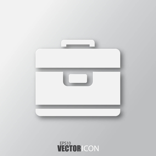 Briefcase card icon in white style with shadow isolated on grey  - Vector, Image