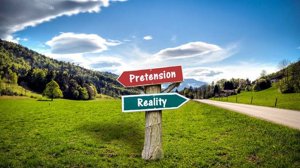 Street Sign to Reality versus Pretension - Photo, Image