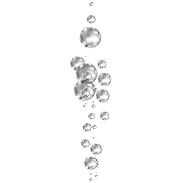 Underwater  black fizzing air bubbles on white  background.  - Wektor, obraz