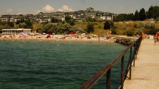 Pier on the beach of the sea coast in Bulgaria - Footage, Video