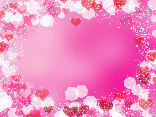 Background with frame from hearts and bokeh - Photo, Image