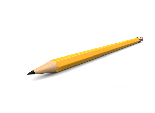 Normaal geel grafietpotlood met gum - close-up shot - Foto, afbeelding