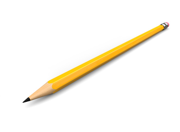 Crayon graphite jaune normal avec gomme
 - Photo, image