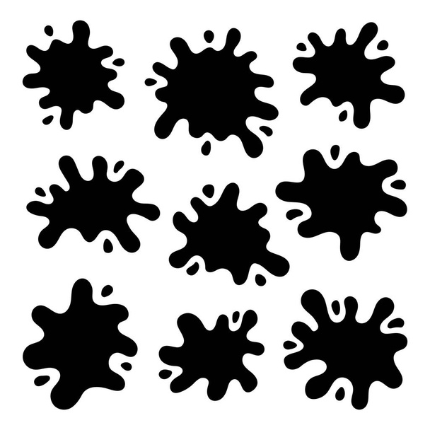 Super set hand drawn black blots isolated on white background. Vector illustration - Vector, Image