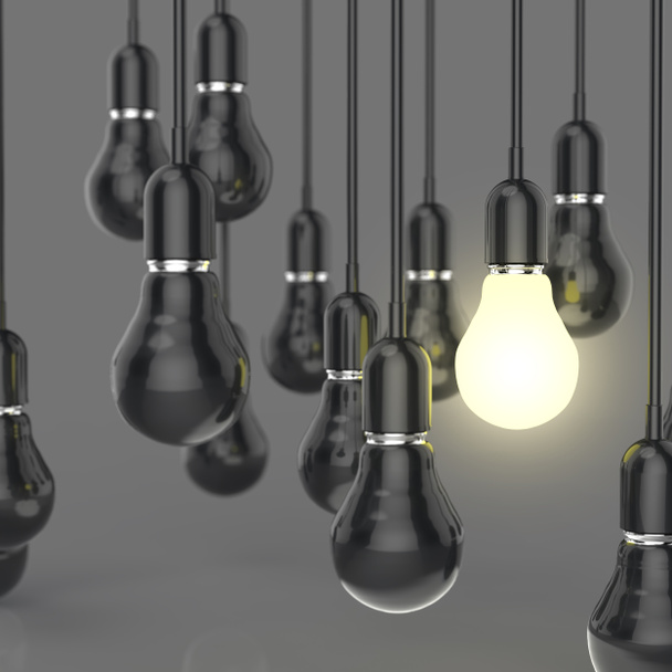 idée créative et concept de leadership avec ampoule 3D croissante
 - Photo, image